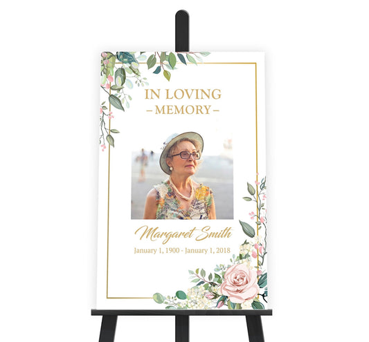 Funeral Program & Memorial Service Poster with Optional Stand - Funeral Memorial Kit - Premium from River Memorials Urns - Just $0! Shop now at River Memorials - Cremation Urns, Scatter Tubes, & Memorial Jewelry
