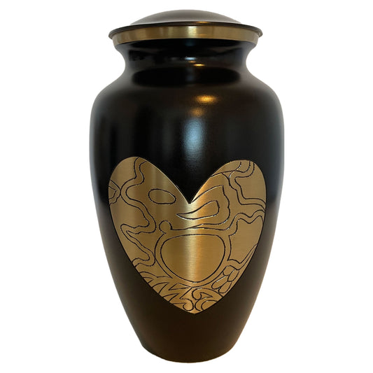 Golden Heart Brass Metal Memorial Funeral Cremation Urn for Adult Human Ash 10" - Premium from River Memorials - Just $129.95! Shop now at River Memorials - Cremation Urns, Scatter Tubes, & Memorial Jewelry
