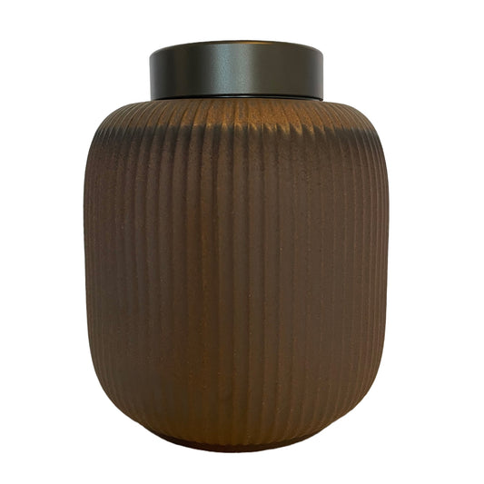 Ceramic Memorial Cremation Urn with Metal Lids for Human or Pet Ashes (Brown) - Premium  from River Memorials - Just $49.95! Shop now at River Memorials - Cremation Urns, Scatter Tubes, & Memorial Jewelry