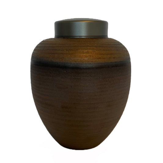 Ceramic Memorial Cremation Urn with Metal Lids for Human or Pet Ashes (Brown) - Premium  from River Memorials - Just $49.95! Shop now at River Memorials - Cremation Urns, Scatter Tubes, & Memorial Jewelry