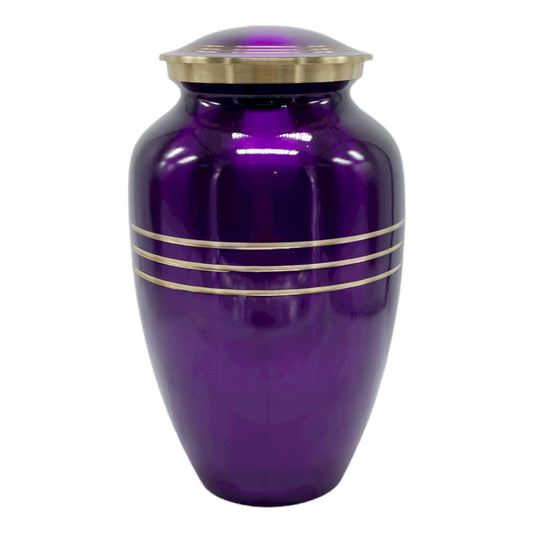 Purple Brass Metal Memorial Funeral Cremation Urn for Adult Human Ash 10" High - Premium from River Memorials - Just $129.95! Shop now at River Memorials - Cremation Urns, Scatter Tubes, & Memorial Jewelry