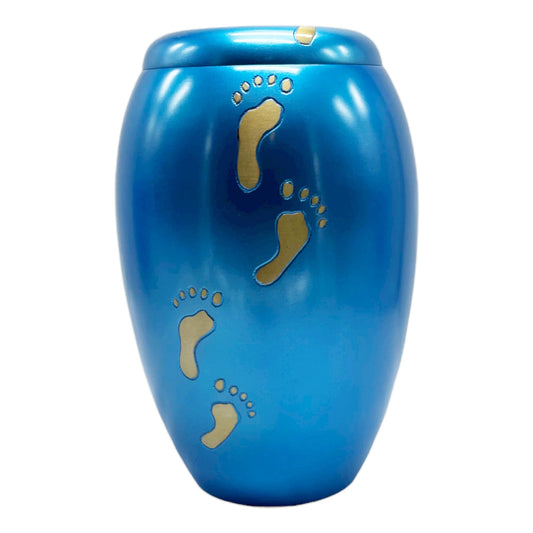 Blue Aluminum Metal Memorial Funeral Cremation Urn for Adult Human Ash 10" - Premium from River Memorials - Just $129.95! Shop now at River Memorials - Cremation Urns, Scatter Tubes, & Memorial Jewelry