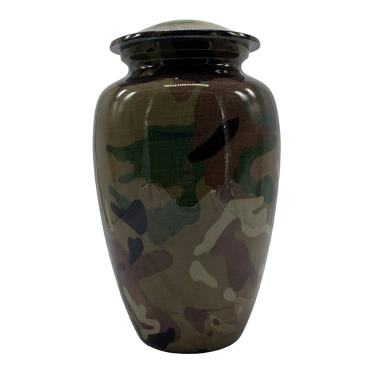 Camouflage Metal Memorial Funeral Cremation Urn for Adult Human Ash 10" - Premium from River Memorials - Just $129.95! Shop now at River Memorials - Cremation Urns, Scatter Tubes, & Memorial Jewelry