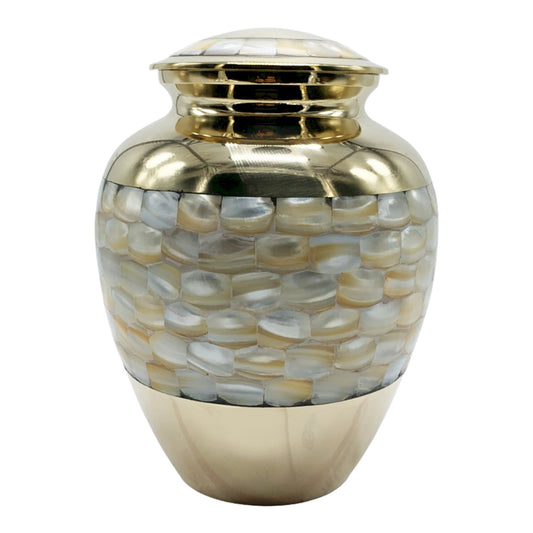Golden Brass Metal Memorial Funeral Cremation Urn for Adult Human Ash 9" High - Premium from River Memorials - Just $129.95! Shop now at River Memorials - Cremation Urns, Scatter Tubes, & Memorial Jewelry