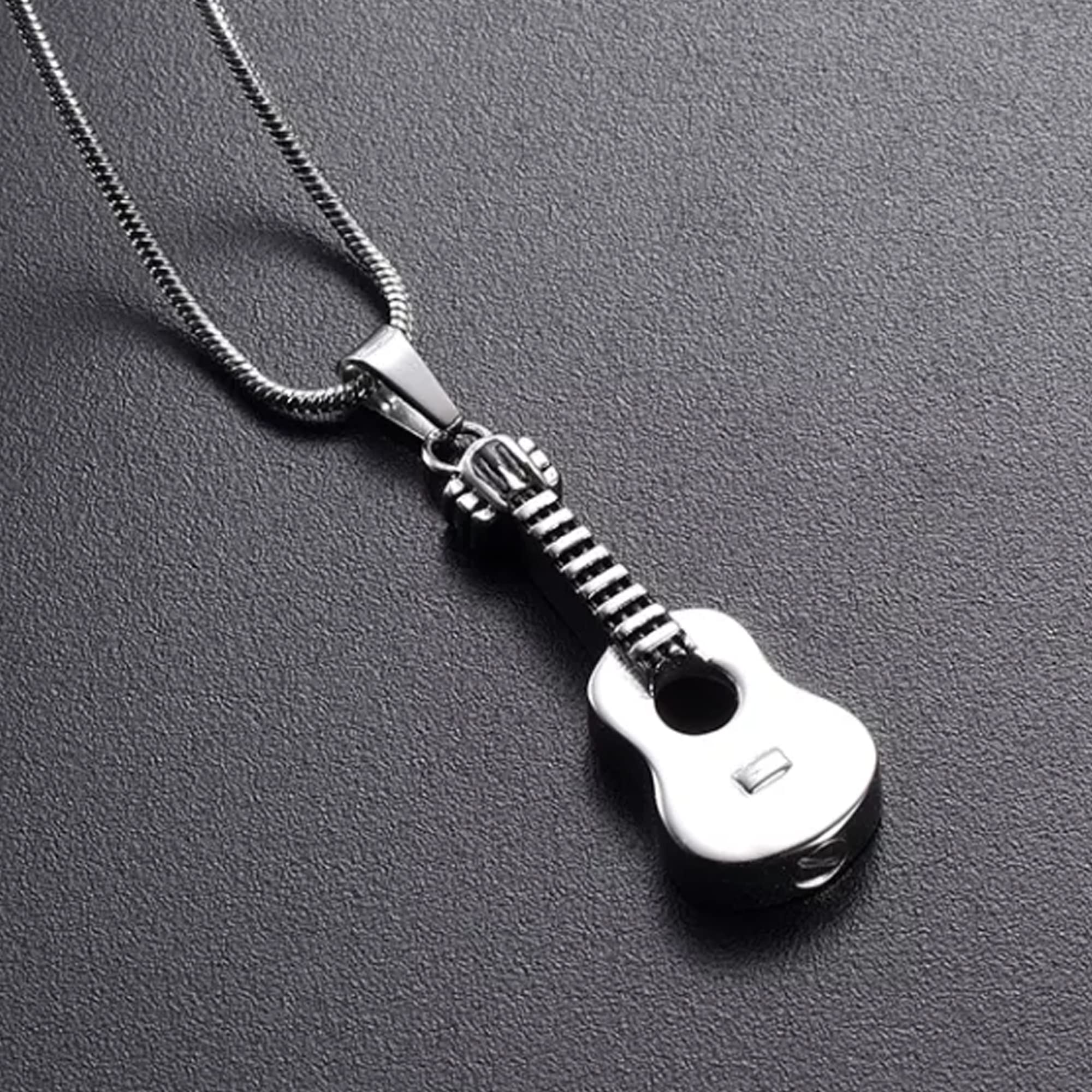 Guitar Pendant Necklace for Men Stainless Steel Ashes Memorial Unisex  Jewelry