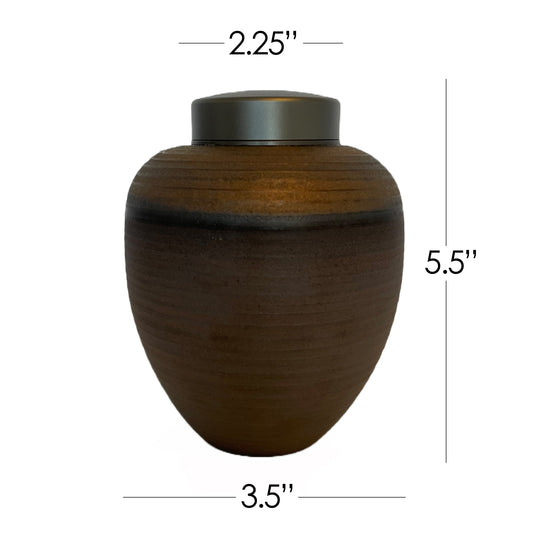 Ceramic Memorial Cremation Urn with Metal Lids for Human or Pet Ashes (Brown) - Premium  from River Memorials - Just $49.95! Shop now at River Memorials - Cremation Urns, Scatter Tubes, & Memorial Jewelry