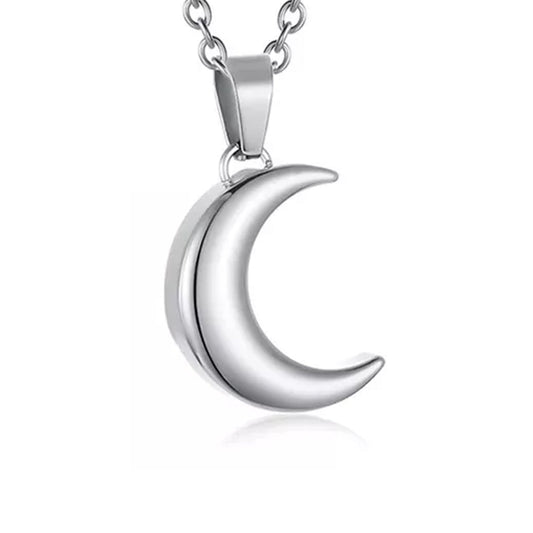 Crescent Moon Urn Pendant Necklace for Memorial Cremation Ashes Keepsake - Premium  from River Memorials - Just $24.95! Shop now at River Memorials - Cremation Urns, Scatter Tubes, & Memorial Jewelry