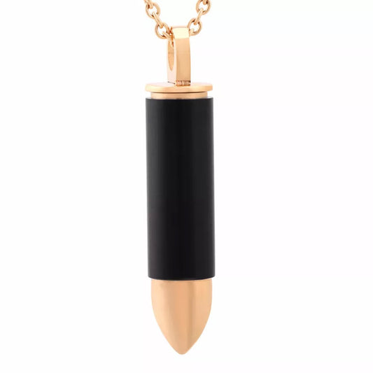 Gold Bullet Urn Pendant Necklace for Memorial Cremation Ashes Keepsake - Premium  from River Memorials - Just $24.95! Shop now at River Memorials - Cremation Urns, Scatter Tubes, & Memorial Jewelry