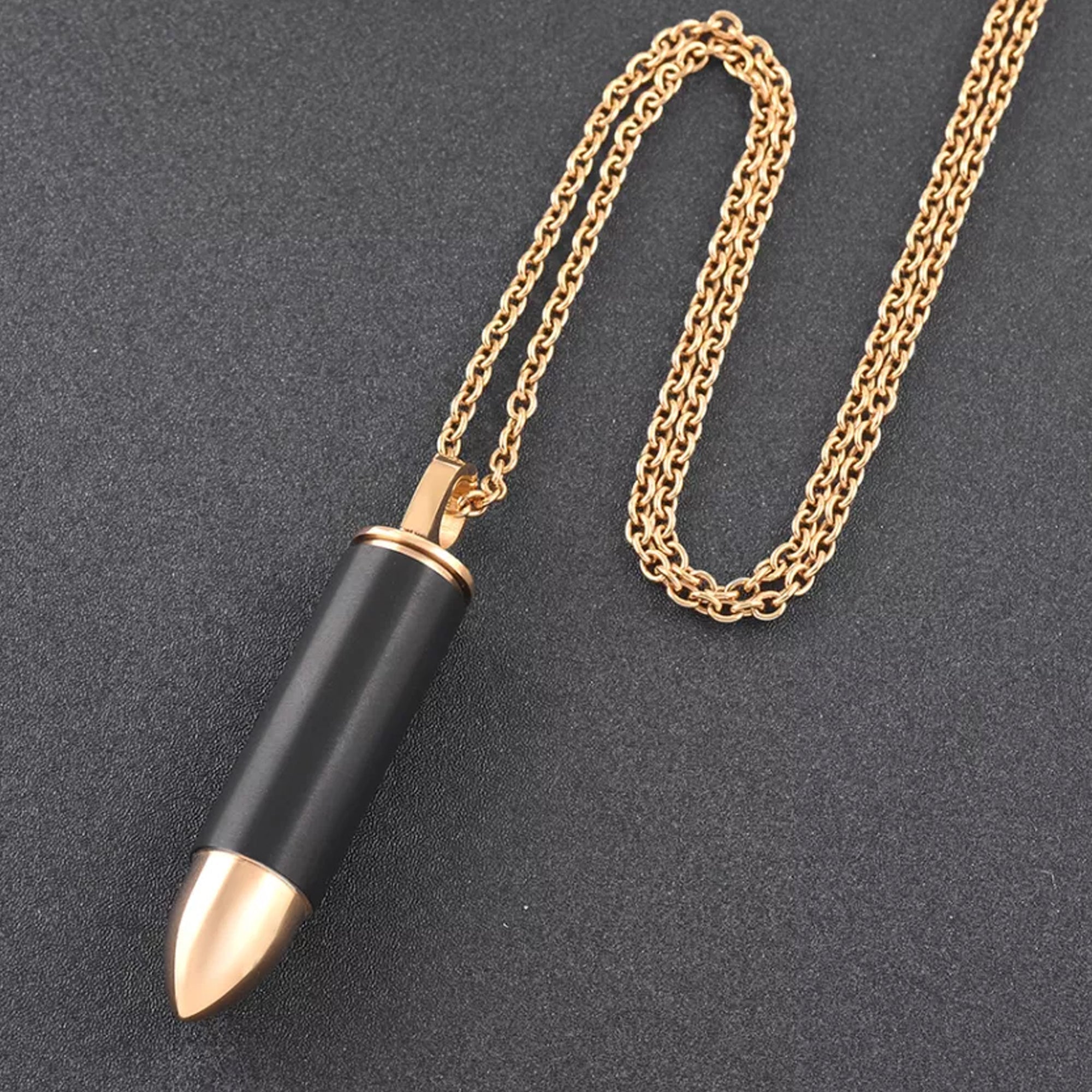Stainless Steel Gold Bullet Pendant Urn Ashes Necklace 20'' Chain for Men  Women | eBay