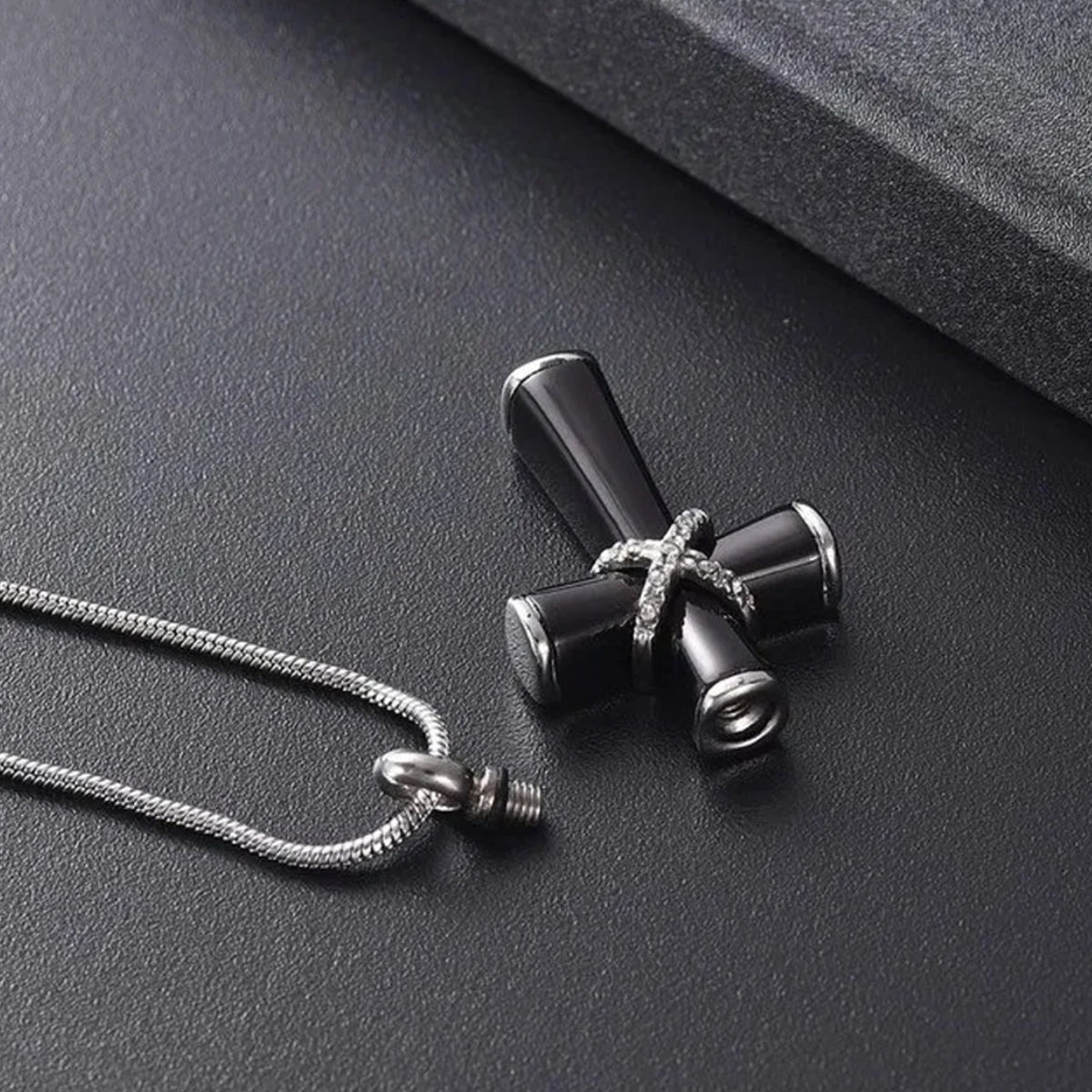 Stainless Steel Cross Pendant Necklace - Keepsake Cremation Urn For Ashes, Memorial Jewelry