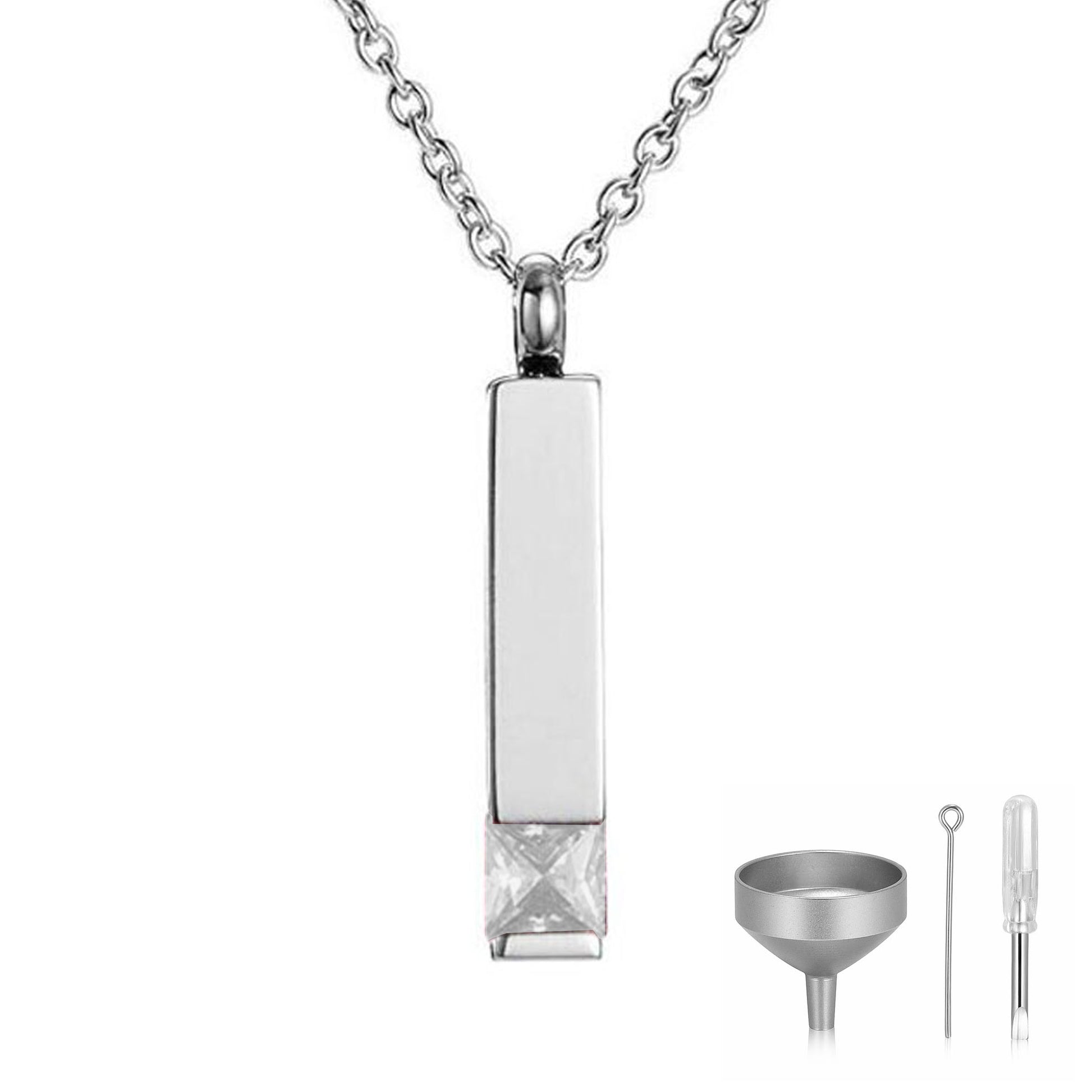 Memorial Jewelry White Gold Urn Necklace 14k White Gold Cremation